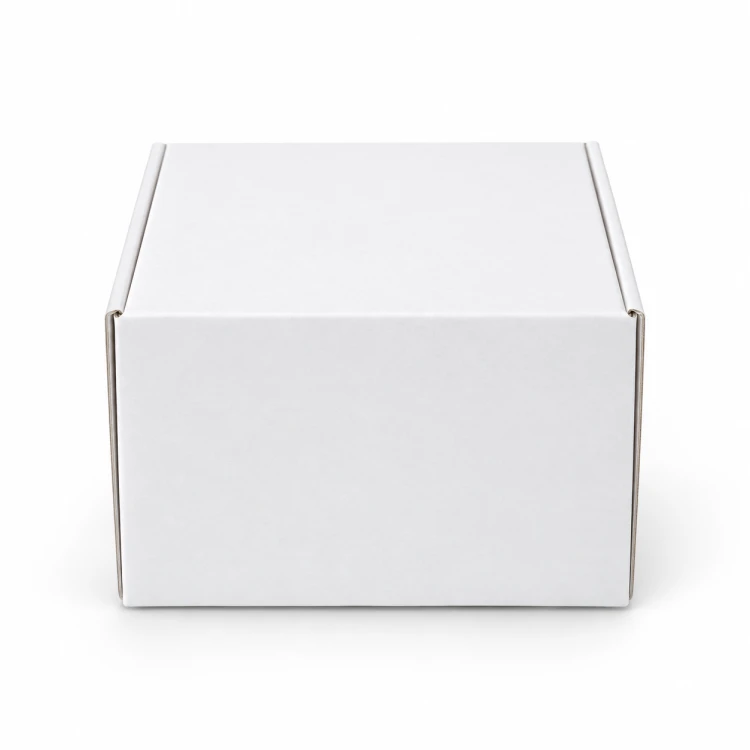 Białe pudełko do składania 107 × 107 × 100 mm – złożone i zamknięte