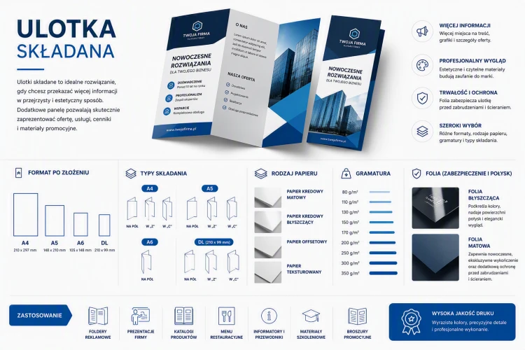 Typy składania, formaty i papiery ulotek składanych
