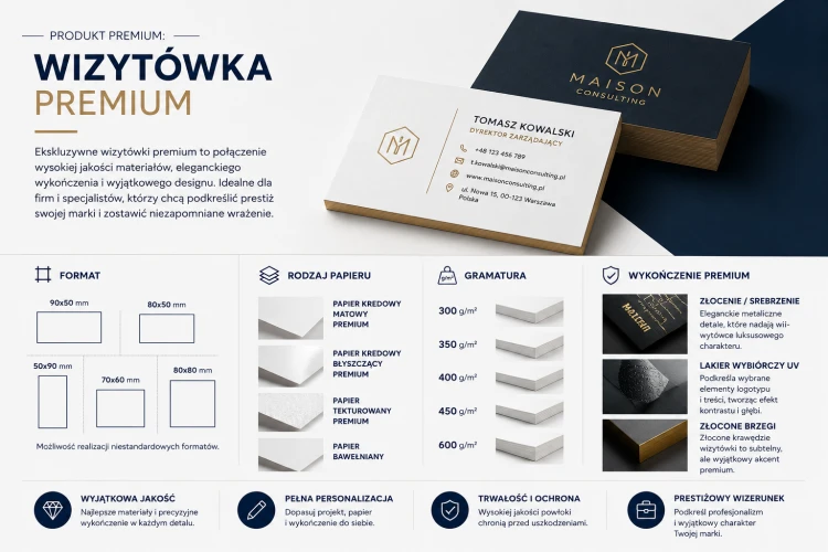 Uszlachetnienia wizytówek premium