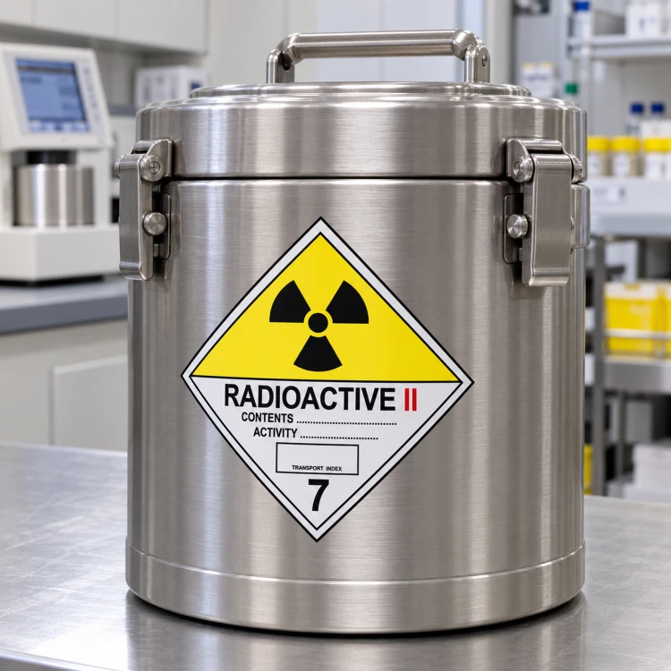 Naklejka ADR klasa 7 RADIOACTIVE II (kategoria II-ŻÓŁTA) na pojemniku