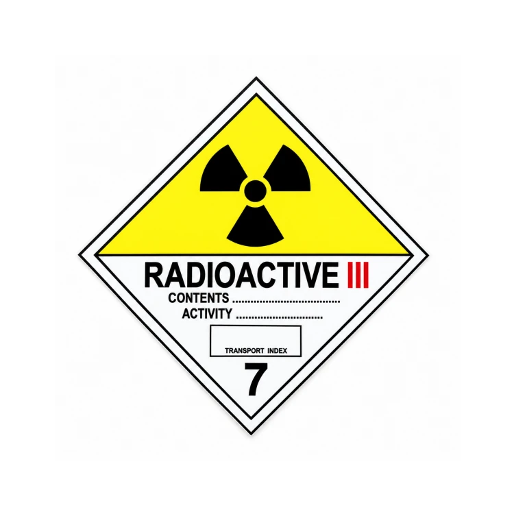 Naklejka ADR klasa 7 RADIOACTIVE III (kategoria III-ŻÓŁTA) – wzór nalepki